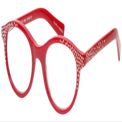 Calabria EB Soft Kitty Cat-Eye Reading Glasses +2.00 Red Crystal Rhinestones Women