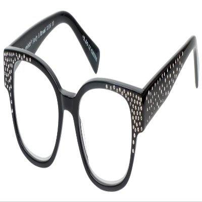 Calabria EB Study A Broad Cat-Eye Blue Light Blocking Reading Glasses +1.50 Black Crystal Rhinestones Women
