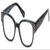 Calabria EB Study A Broad Cat-Eye Blue Light Blocking Reading Glasses +1.50 Black Crystal Rhinestones Women view 1