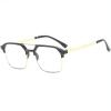 Fashion Double-bridge Half-frame Reading Glasses for Men and Women, Blue Light Blocking Computer Readers (Color : Gold, Size : 3.0x) view 1
