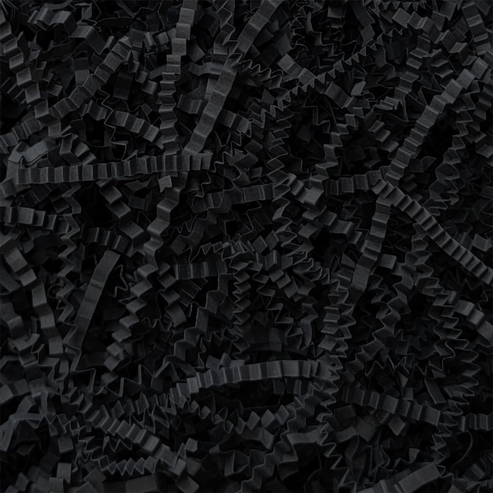BOXHOME Shred Paper Filler (1/2LB) Crinkle Cut Paper for Wrapping & Filling Gift Basket Gift Boxes, Black-Decoration Raffia Contains Bow