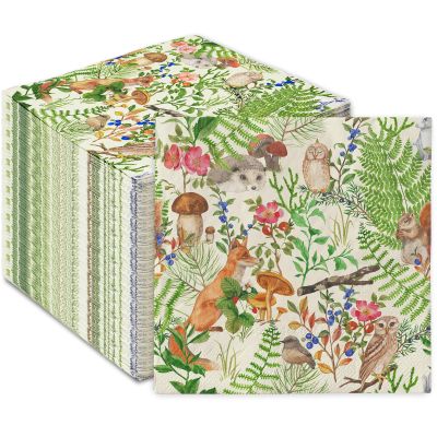 80 Pack Forest Paper Napkins Animals Plants Disposable Napkins Colorful Watercolor Decorative Luncheon Dinner Napkins for Party Supplies Table Decor, 6.5 x 6.5 Inch