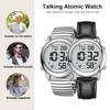 Hearkent Atomic Digital Talking Watch for Elderly Receives US Signals Automatic Time and Date Correction Big Numbers Easy to See Loud and Clear Male English Speaking view 4