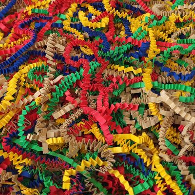 BOXHOME Shred Paper Filler (1/2LB) Crinkle Cut Paper for Wrapping & Filling Gift Basket Gift Boxes, Carnival Mix-Red, Kraft, Green, Yellow and Blue