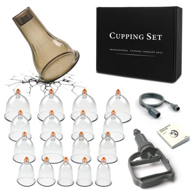 AIKOTOO Cupping Therapy Set w/ 18 Massage Cups for Pain Relief Physical Therapy Cupping Kit for Massage Therapy with Vacuum Pump, Black Box