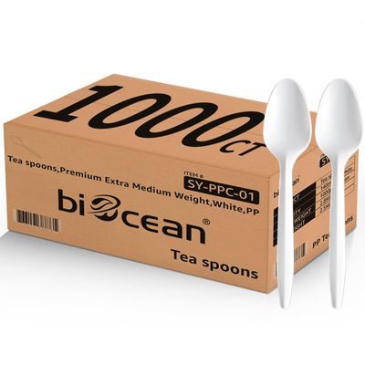 1000PCS Disposable Plastic Teaspoons Bulk Spoons White Silverware Reusable Heavy Duty Disposable Cutlery Plastic Utensils Flatware for Home Restaurant Party Picnic Camping Travel (Teaspoon-1000pcs)