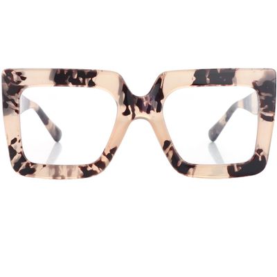 Onrtry Oversized Square Blue Light Glasses for Women Men Thick Frame Big Computer Eyewear Non-Prescription Eyeglasses(Leopard Frame)