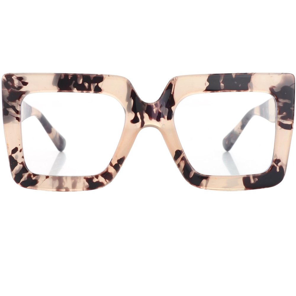 Onrtry Oversized Square Blue Light Glasses for Women Men Thick Frame Big Computer Eyewear Non-Prescription Eyeglasses(Leopard Frame)