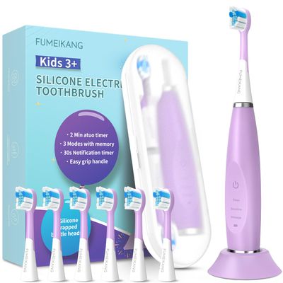 FUMEIKANG Kids Electric Toothbrushes Sonic Rechargeable Tooth Brush Gifts for Boys and Girls Smart Timer Power Toothbrush - 3 4 5 6 7 8 9 10 11 12 (Purple)