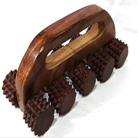 Boscaiola24 Wooden Acupressure Back Massager Back Pain Relief Massager Multi Purpose Body Massager with 10 Massage Roller