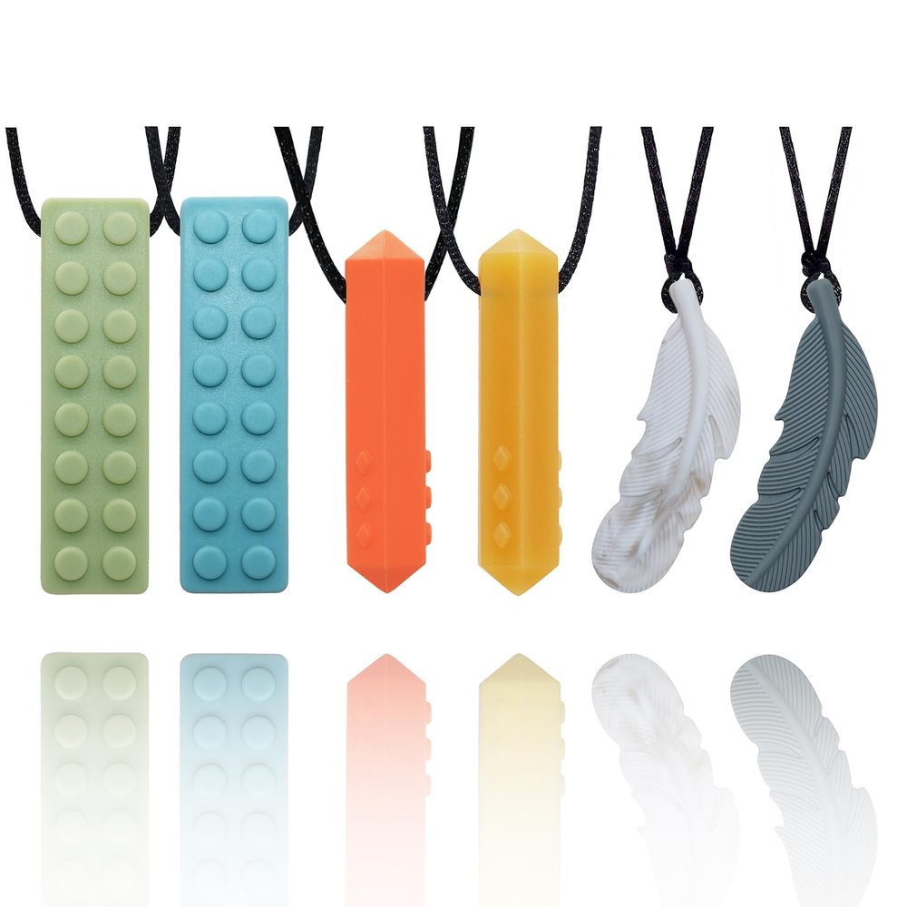 Chewy Necklace Sensory, Chew Necklaces for Sensory Kids with ADHD, SPD, Autism, Silicone Chew Toys for Adult Reduce Chewing Anxiety Fidget