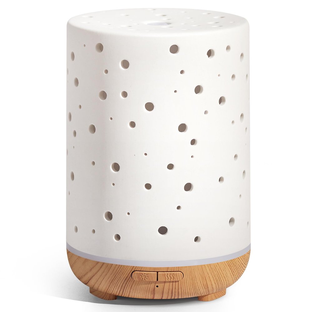 InnoGear Essential Oil Diffuser, 150ml Ceramic Ultrasonic Air Humidifier Cool Mist Aromatherapy Diffuser with 2 Mist Modes, Waterless Auto Off for Home Office, White