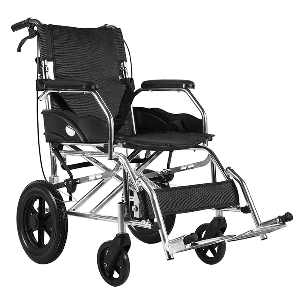 Safety Wheelchair Folding Wheelchairs Aluminum Transport Chair Adjustable Pedal Wheelchair Care Wheelchairs Hand Push Transport Wheelchairs Easy to Carry