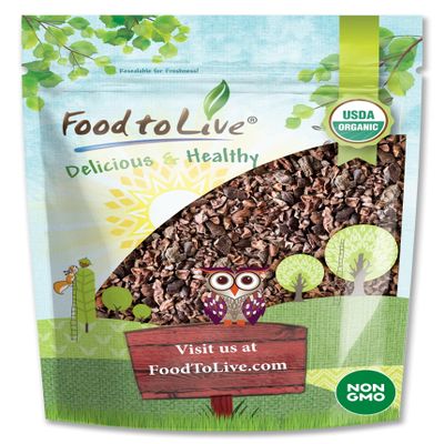 Food to Live Organic Sweet Cacao Nibs, 4 Ounces  Non-GMO, Lightly Sweetened with Coconut Sugar, Raw, Non-Irradiated, Vegan, Kosher, Bulk, Great for Snacking, Baking & Smoothies. High in Antioxidants