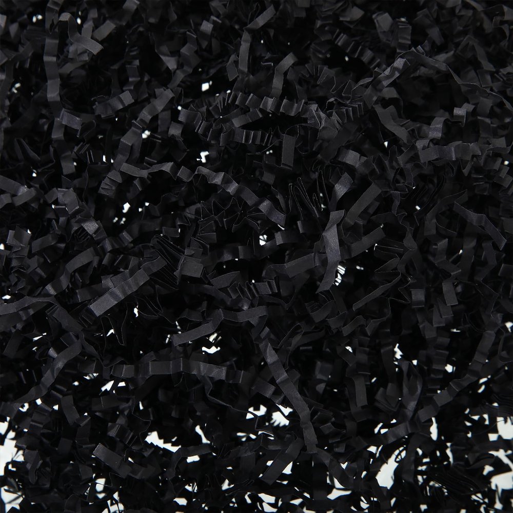 Fulmoon 1 Bag 3 lb/1.35 kg Shredded Paper for Gift Box Crinkle Cut Glitter Shredded Filler Shiny Paper Filler for Gift Wrapping Basket Filling Birthday Wedding Christmas(Black)