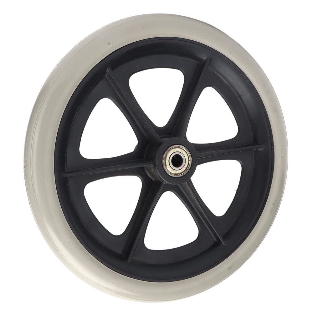 1PC of 8 Inch Rubber Wheel Replacement Wheelchair, 8-Inch Rollator Wheels for Adults, and Elderly,Front Wheels Rollator Walker Anti Slip Rollers Wheels with Ball Bearing Grey