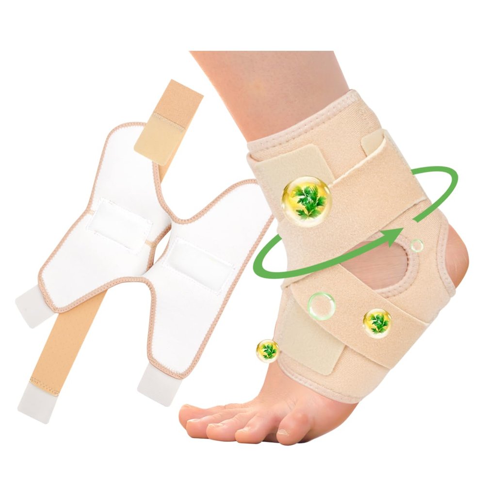 Castor Oil Pack Wrap For Foot Ankle Wrap Foot Wrap For Plantar Fasciitis Relief Foot Pain Relief,Adjustable Breathable Compression Ankle Support,Beige,Size S,Castor Oil Not Included,1 Per Pack