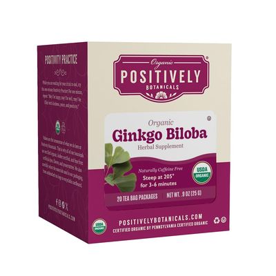 Organic Positively Botanicals Company, Ginkgo Biloba Herbal Tea Bags, 20 Count