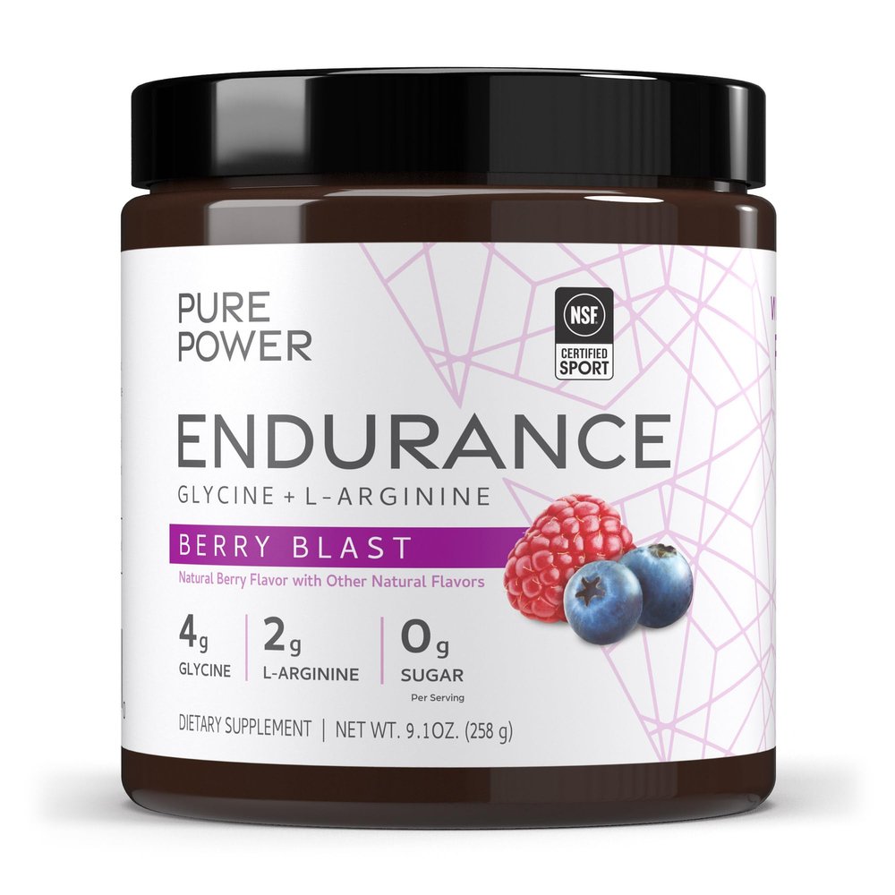 Pure Power Endurance Powder, Berry Blast Flavor, 9.1 oz (258 g), 30 Servings, 4 g of Glycine, 2 g of L-Arginine, 0 g of Sugar, Non-GMO, Dr. Mercola