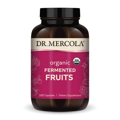 Dr. Mercola Organic Fermented Fruits - Antioxidant Support - Whole Food Berry & Fruit Blend - Zero Sugar - Non-GMO - Gluten-Free - 180 Capsules