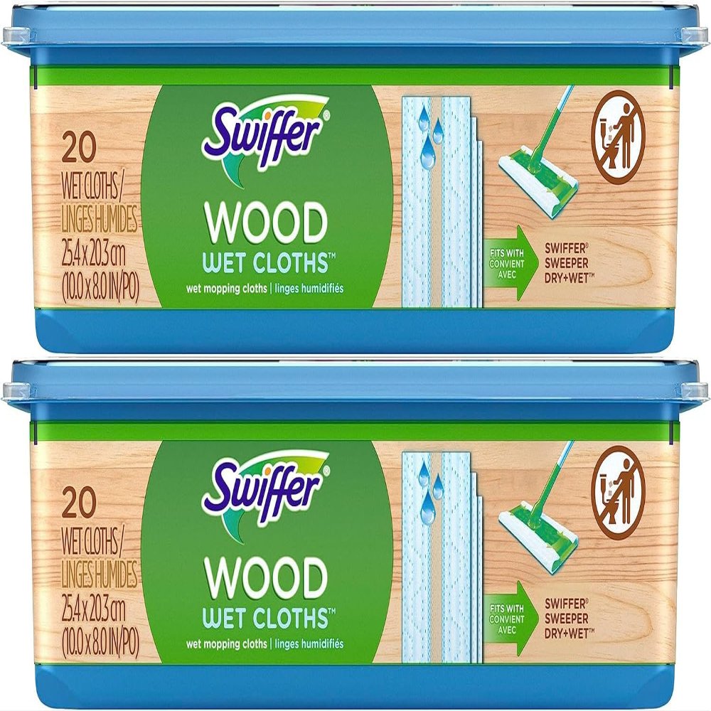 Swiffer Sweeper Wood Wet Mop Pads, 40/Pack, 20 Count (Pack of 2)