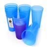 Rolling Sands 22 Oz Reusable Plastic Stadium Cups, 8 Pack, Made in USA, BPA-Free Dishwasher Safe Color Changing Tumblers, Blue to Purple view 1