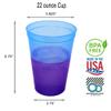 Rolling Sands 22 Oz Reusable Plastic Stadium Cups, 8 Pack, Made in USA, BPA-Free Dishwasher Safe Color Changing Tumblers, Blue to Purple view 2