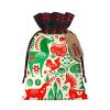 Yioniii Merry Christmas Tree pattern Drawstring Christmas Bags, 3D Xmas Gift Bags, Christmas Wrapping Bags,Party Favor Bags,Red and Green,size M view 1