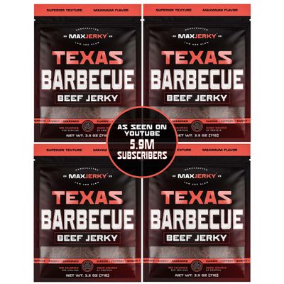 MaxJerky Texas Barbecue Beef Jerky, Smoked Pepper Flavored Jerky, 27.5 Grams of Protein, 2.5 OZ (4 Pack)