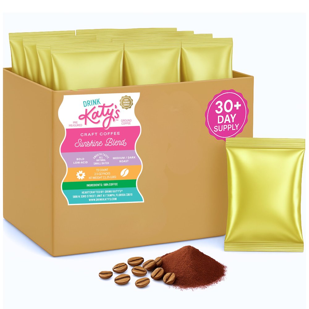 Katy's Craft Coffee Packs | Bulk 12-Cup Packets for Home, Cafs & Offices | Pre-Measured 2.25oz Size | Smooth Medium-Dark Roast | 30-Count Case (360 Cups) | Pairs with Large Coffee Filters | Woman-Owned Brand