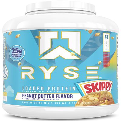 RYSE Loaded Protein Powder - Skippy Peanut Butter - 25g Whey Protein Isolate & Concentrate with Prebiotic Fiber & MCTs - Low Carb, Low Sugar, Digestive-Friendly - 54 Servings / 4 lb Tub