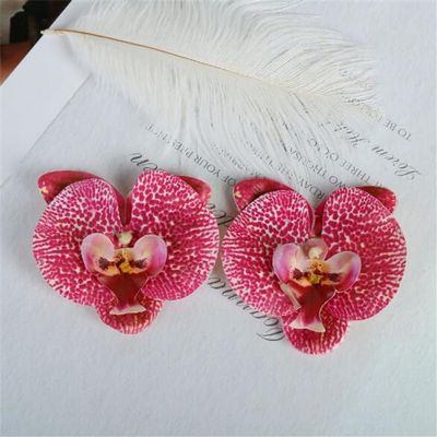 EdricShop 100pcs Real Touch Buttely Orchid Flower Heads Cymbidium PU 3D Latex Phalaenopsis Orchids - (Color: Red)