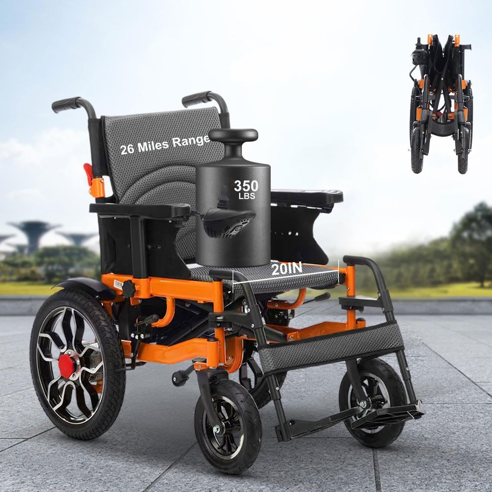 Electric Wheelchairs for Adults,20Widen Seat Portable Power Wheelchairs,26 Miles Long Travel Range,All Terrain Motorized Wheelchair for Seniors,Folding Compact Wheelchair for Adults,Airline Approved