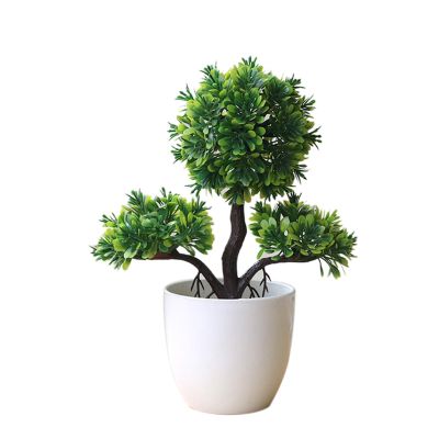 Guestgreetingpine Artificial Bonsai Simulated Desk Decor Plastic Guest-Greeting Pine Potted Plant for Office Simulation Plant Faketree