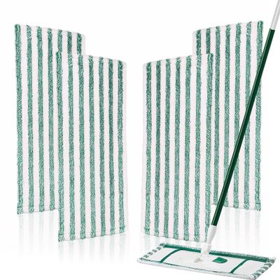 4 Pack Microfiber Mop Pads Refills Compatible with Libman Wet &Dry Dust Mops, Reusable Washable Replacement Mop Heads for Floor Cleaning, Easy to Install and Remove Flat Mop, 18Inch