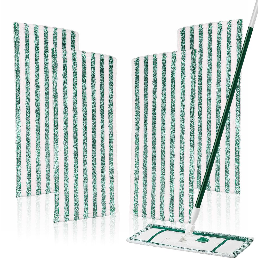 4 Pack Microfiber Mop Pads Refills Compatible with Libman Wet &Dry Dust Mops, Reusable Washable Replacement Mop Heads for Floor Cleaning, Easy to Install and Remove Flat Mop, 18Inch