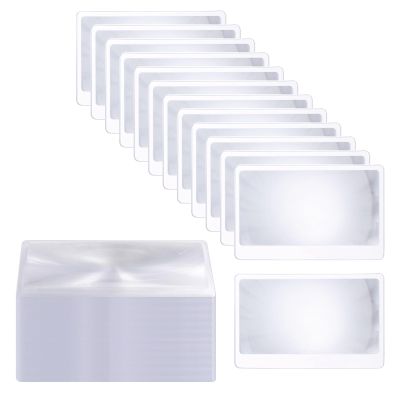 100 Pieces Thin Fresnel Lens, Credit Card Size Pocket Magnifier, Portable Magnifying Lens for Reading, 3.3 x 2.2 Inches Magnifying Lens Cards (100)