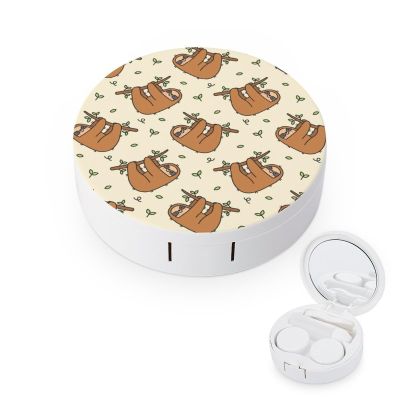 Cute Sloth Contact Lens Case Portable Cute Eye Contacts Travel Kit with Mirror Holder Box Container