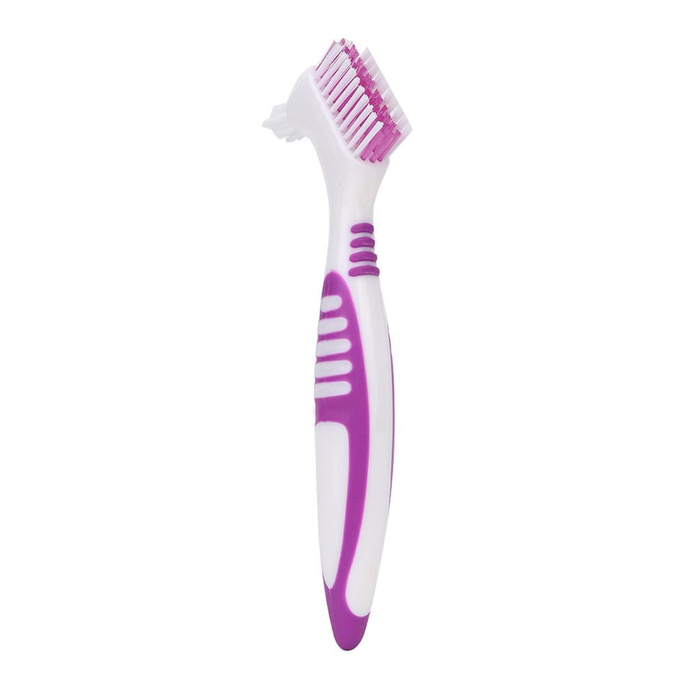 Denture Brush, Ergonomical DoubleSided Toothbrush, Comfortable Purple Outdoor Indoor for Home Travel