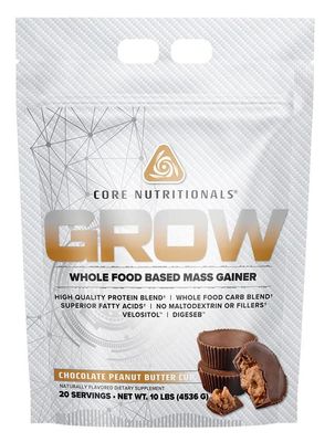 Core Nutritionals Grow Mass Gainer | Whole Food Carb Blend + Protein Blend | Maltodextrin Free | 880 Calories, 50g Protein | 10 Pound (Chocolate Peanut Butter Cup)