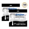 Party Essentials Disposable Plastic Cutlery/Heavy-Duty Flatware/Silverware for All Events, 100-Count(Pack of 1), Shiny Silver Soup Spoons view 2
