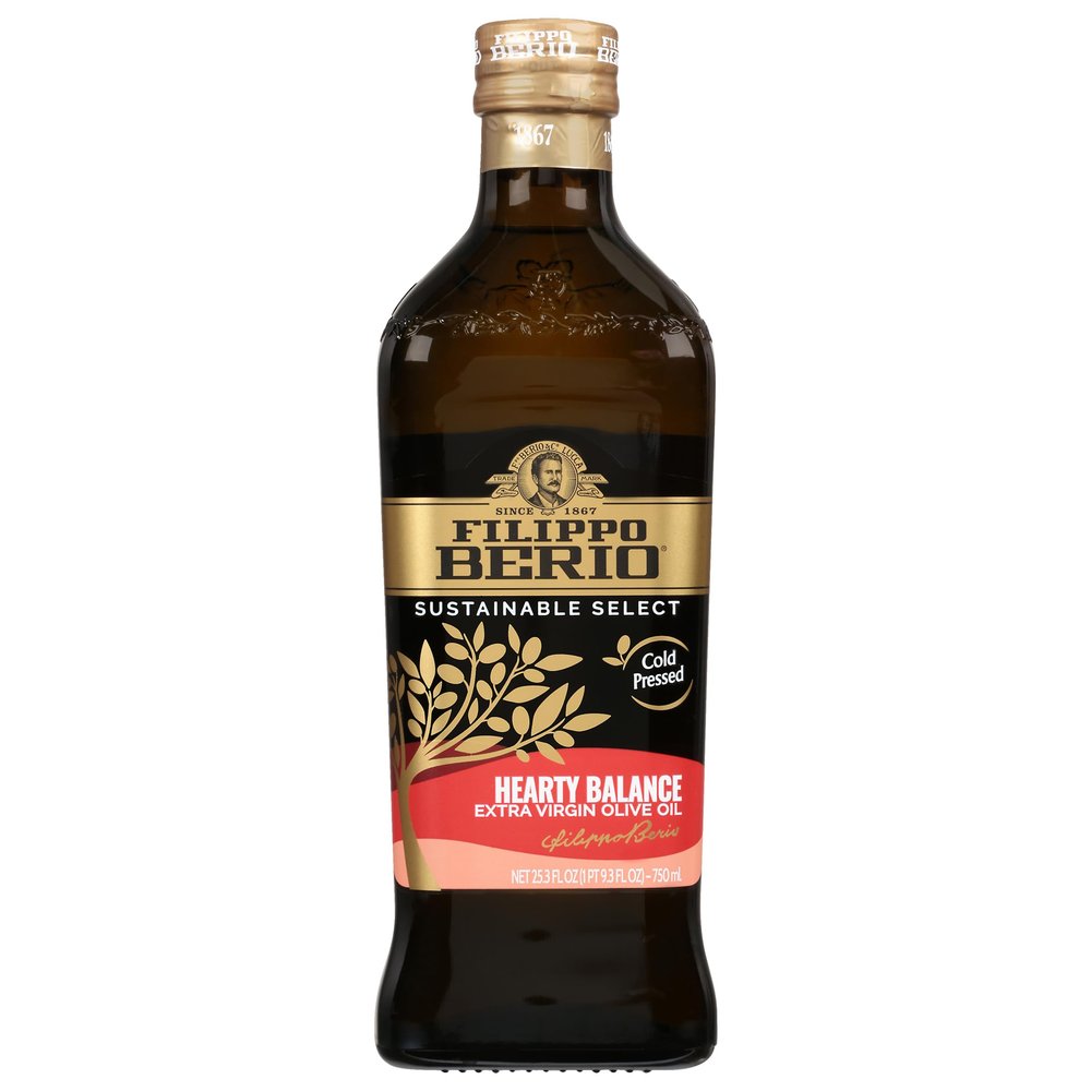 Filippo Berio Sustainable Select, Origin Specific, Extra Virgin Hearty Balance Olive Oil 25.3 fl oz Glass Bottle,Cold Pressed, Contains Polyphenols