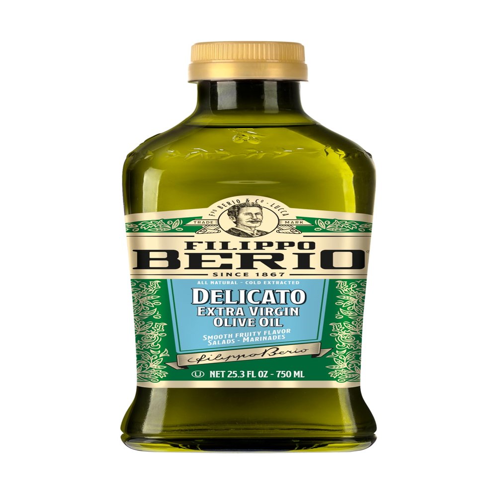 Filippo Berio Cold Pressed Extra Virgin Olive Oil, Delicato, 25.3 Ounce rPET Bottle, Contains Polyphenols