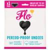 FLO - Period-Proof Undies - Black Hipster Brief (3XL) - Period Underwear for Women - Organic Cotton - Holds 4 Tampons of Flow