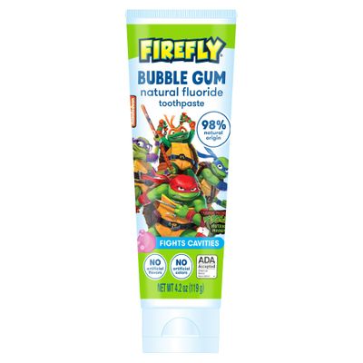 Firefly Kids Anti-Cavity Natural Fluoride Toothpaste, TMNT, Bubble Gum Flavor, ADA Accepted, 4.2 OZ