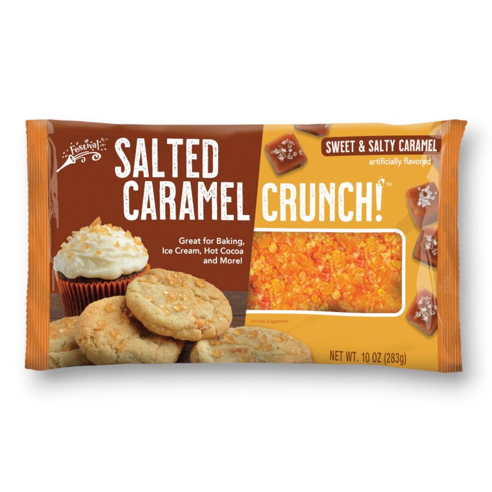 Erbies Salted Caramel Crunch Topping - Includes Crushed Salted Caramel Pieces Caramel Crunch Topping Caramel Ribbon Crunch Topping Coffee Topping Coffee Sprinkles Toppings Sugar Sauce 10 oz