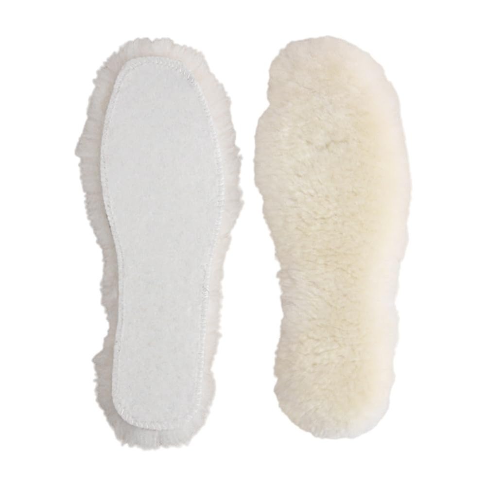 homeemoh Faux Sheepskin Insoles with Felt Comfort Sole, Thick Warm Cashmere Shoe Pads Faux Wool Insoles for Men Women (White,6.5)