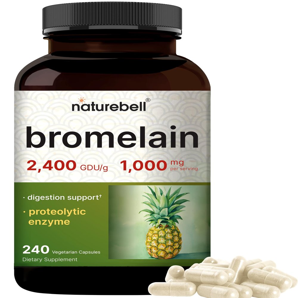 NatureBell Bromelain, 1,000mg Per Serving, 240 Veggie Capsules | 2,400 GDU  Digestive Enzymes & Joint Support Supplement  Proteolytic Enzymes for Digestion, Fresh Pineapple Source  Non-GMO