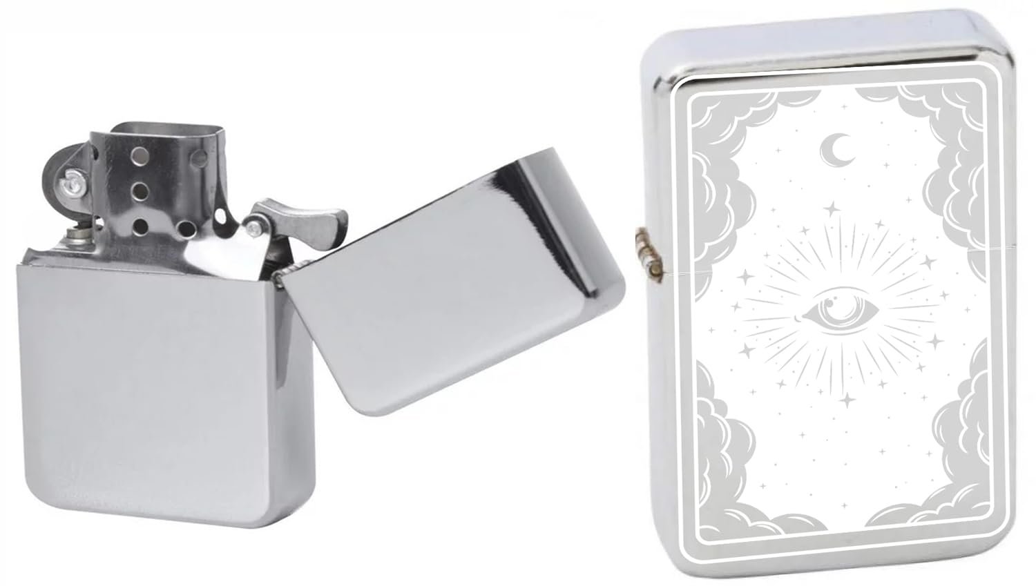 Custom Tarot Card - Major Arcana Cards Available Unique Collectible s Infinity Chrome Laser Engraved Windproof Lighters! (The Eye) - Christmas, Halloween & Valentines Day Gift