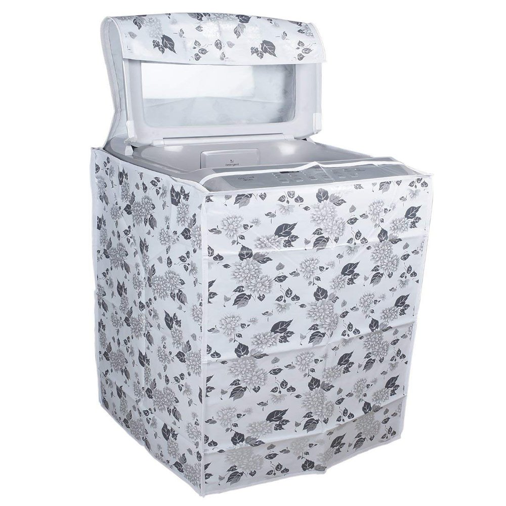 Top Load Washing Machine Cover Suitable For 7 Kg, 7.2 Kg, 7.5 Kg, 8 Kg (56cms X 56cms X 88cms) Half White & Grey